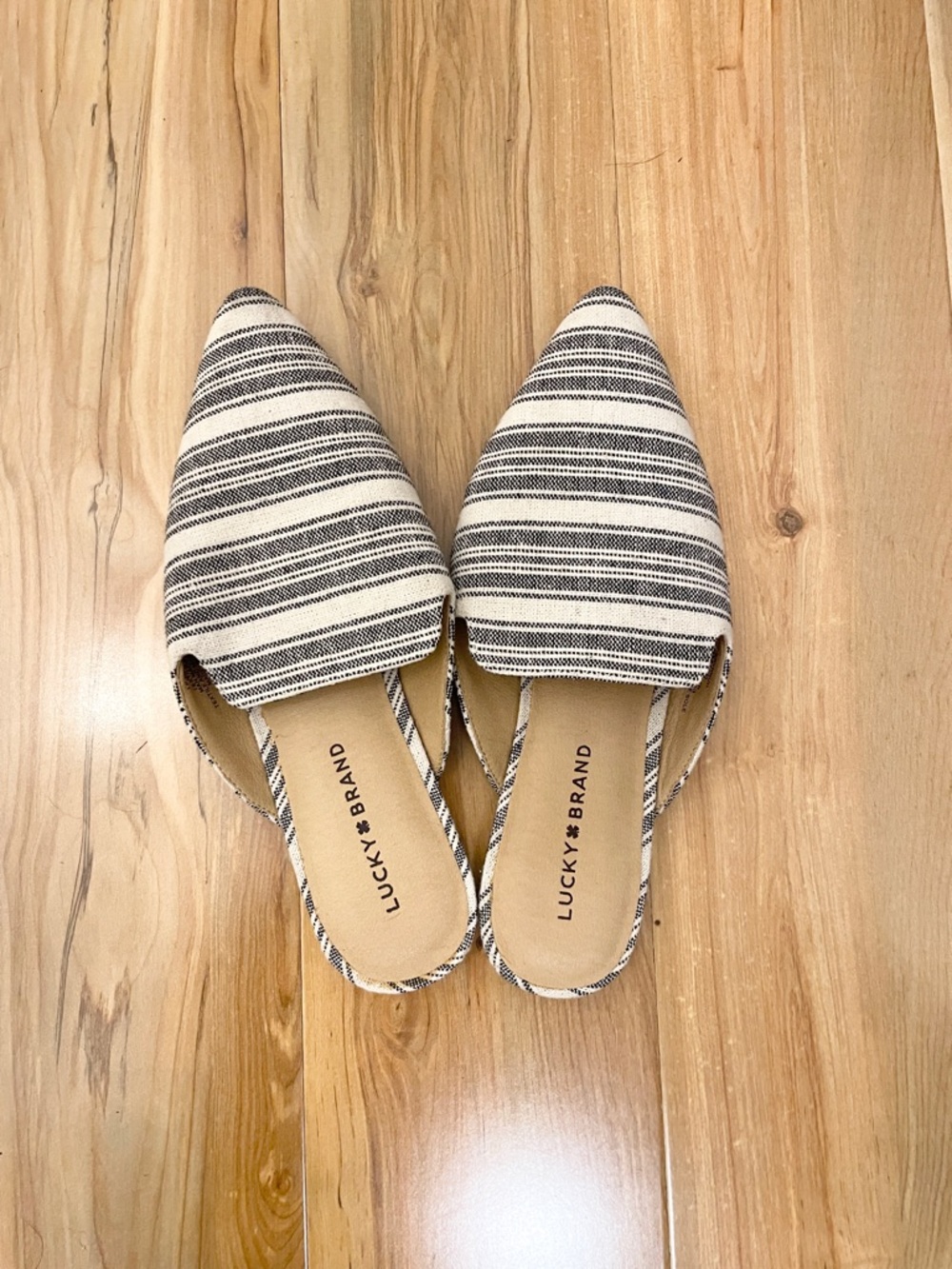 Lucky Brand Striped Pointed-Toe Slingback Flats - Blue & White
